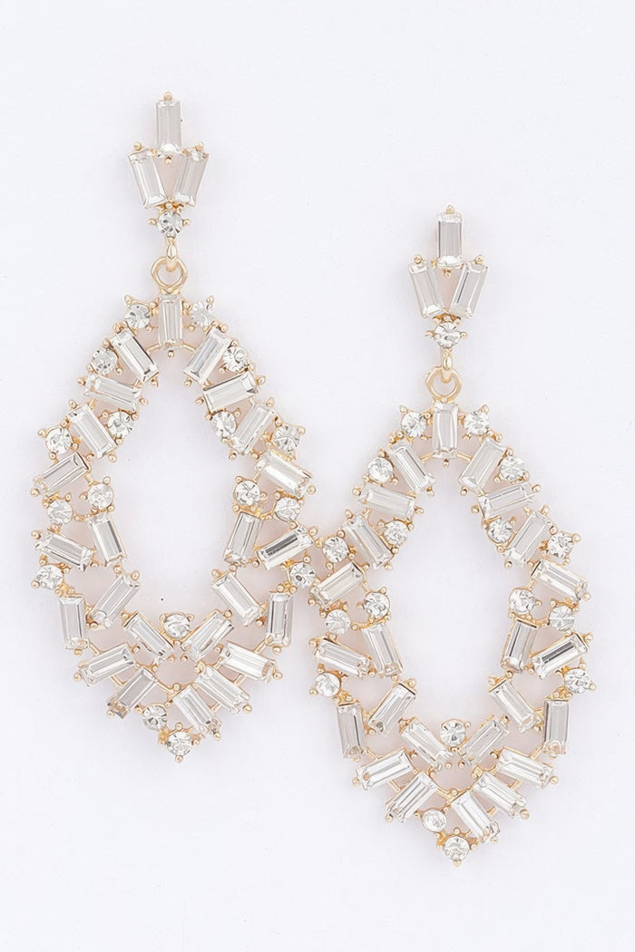 Starlight Rhinestone Earrings - close-up view - Red Desired