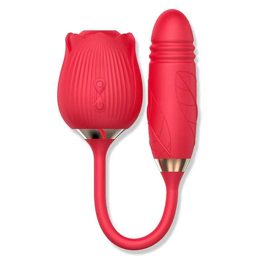 Couples Clitoral Suction Vibrator | Dual-Head Massager – Red Desired
