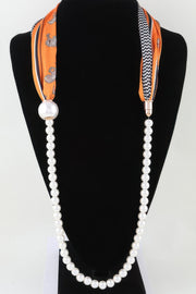 Beaded Scarf Choker Necklace - color variant yellow - Red Desired