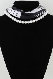 Beaded Scarf Choker Necklace - detail view - Red Desired