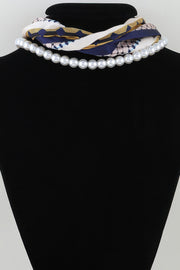 Beaded Scarf Choker Necklace - fabric detail - Red Desired