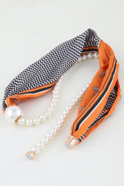 Beaded Scarf Choker Necklace - full look - Red Desired