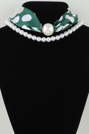 Beaded Scarf Choker Necklace - styled view - Red Desired
