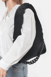 Cloud Nine Plush Shoulder Bag - side view - Red Desired