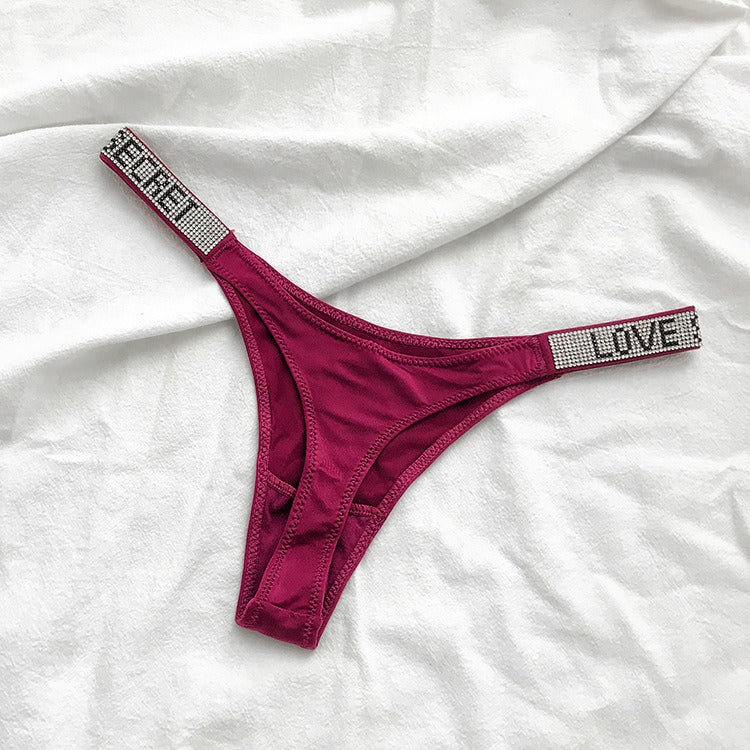 Invisible Low‑Rise Thong Panties – burgundy color, front view
