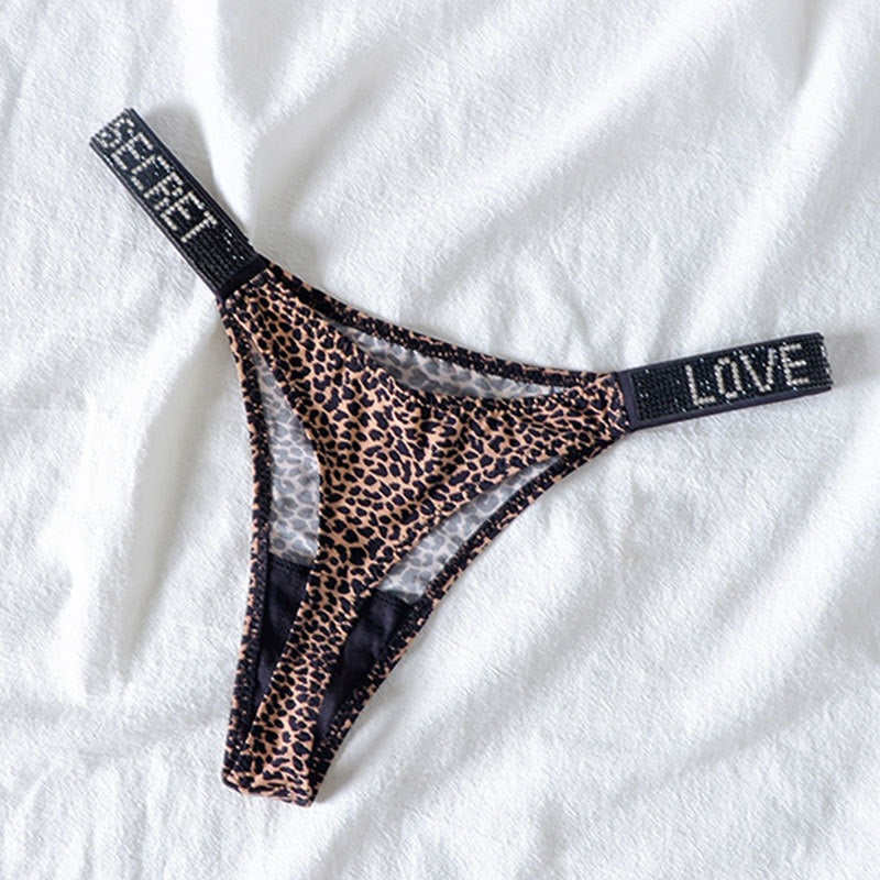 Invisible Low Rise Thong Panties – leopard print, front view