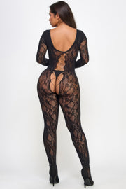 Lace-Up Bodystocking - styled look - Red Desired