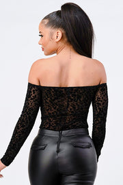 Leopard Print Off-Shoulder Bodysuit - styled look - Red Desired