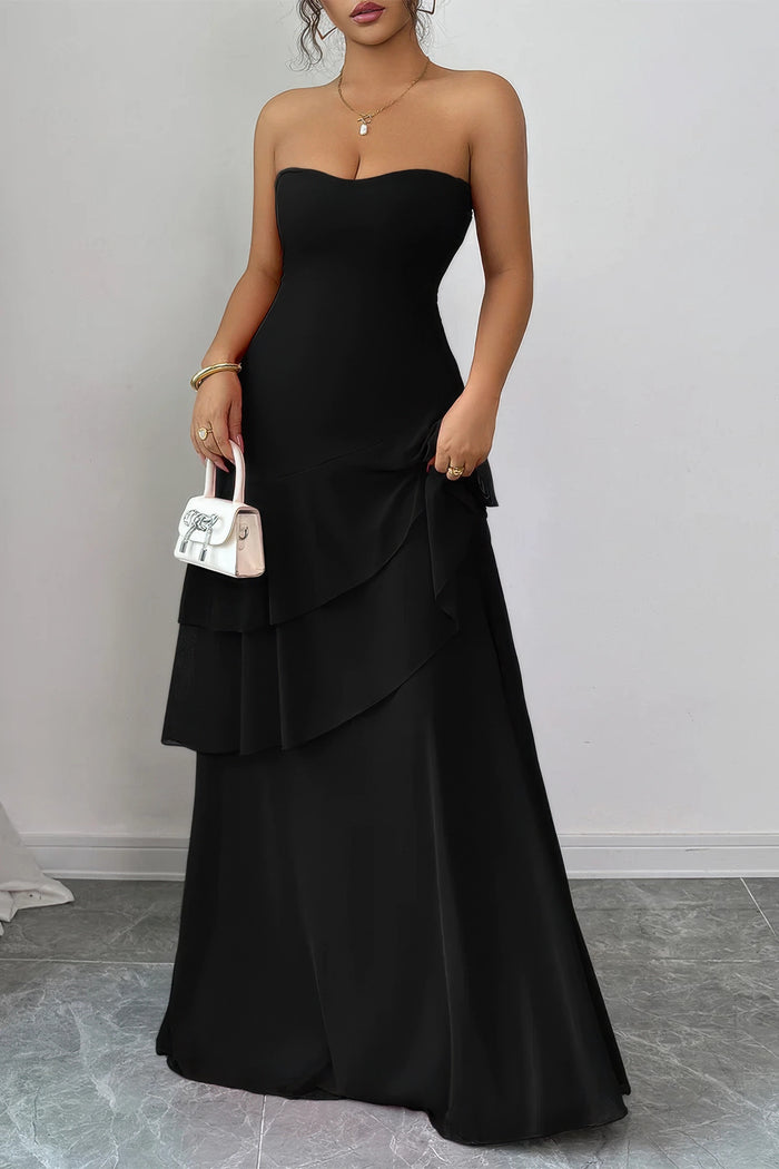 Noir Cross-Back Off-Shoulder Maxi Dress - front view - Red Desired
