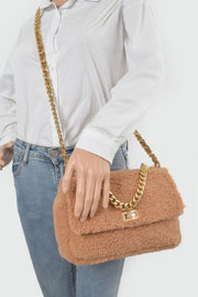 Pastel Faux Fur Shoulder Bag - color variant mint - Red Desired