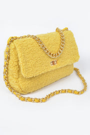 Pastel Faux Fur Shoulder Bag - color variant nude - Red Desired