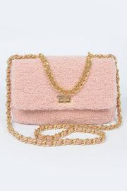 Pastel Faux Fur Shoulder Bag - color variant pink - Red Desired