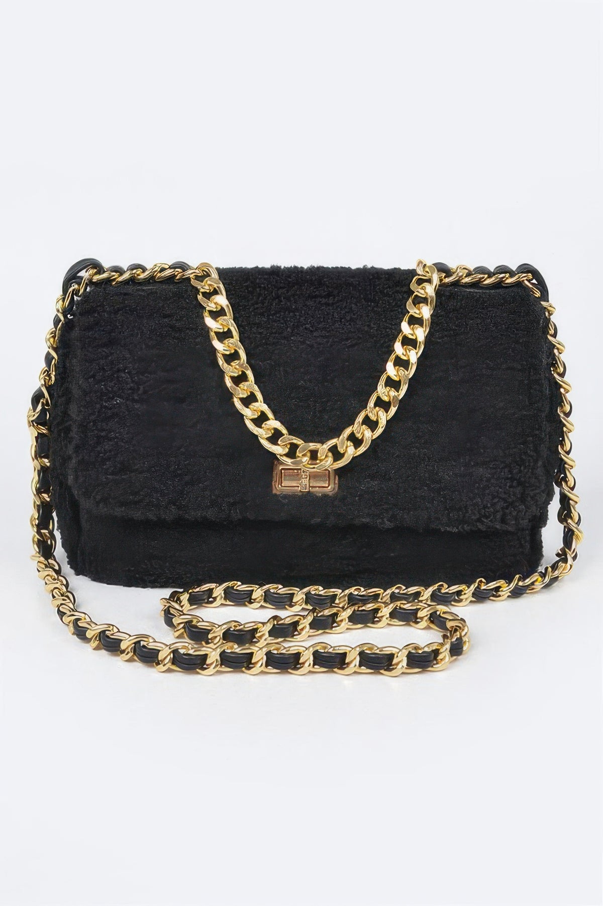 Pastel Faux Fur Shoulder Bag - front view - Red Desired