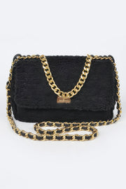Pastel Faux Fur Shoulder Bag - front view - Red Desired