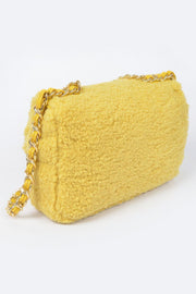 Pastel Faux Fur Shoulder Bag - styled look - Red Desired