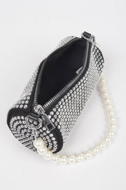 Pearl-Handle Tube Bag - handle detail - Red Desired