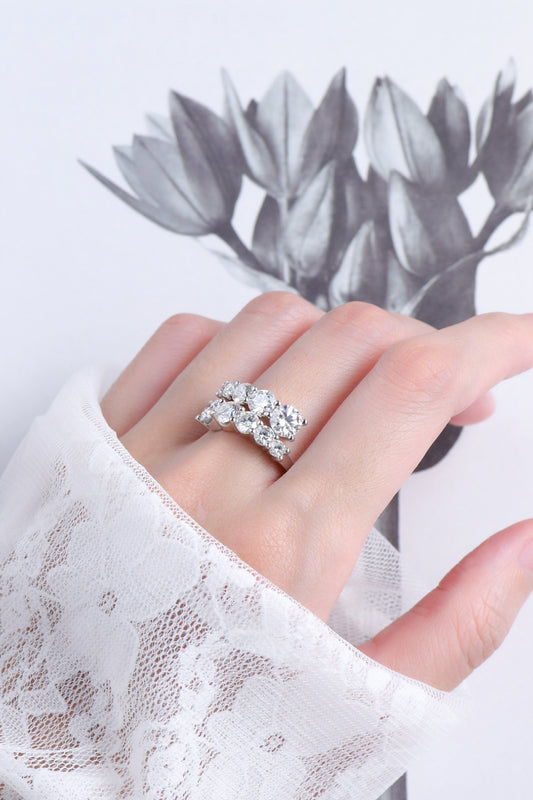 Red-Desired-Adored-Moissanite-Silver Ring-Hand-View