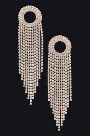 Rhinestone Fringe Drop Earrings - alternate angle - Red Desired