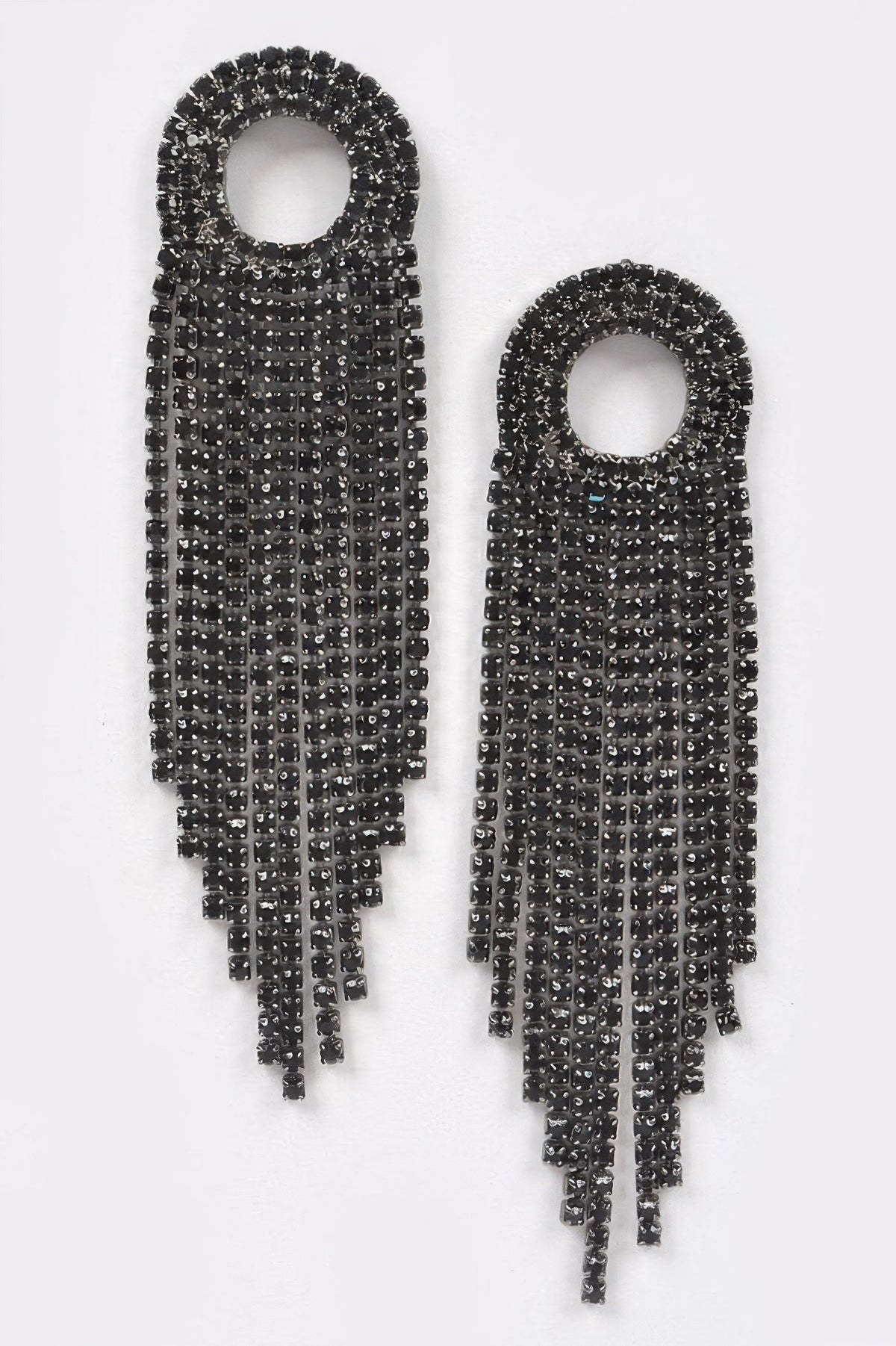Rhinestone Fringe Drop Earrings - close-up view - Red Desired