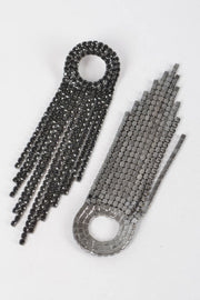 Rhinestone Fringe Drop Earrings - detail view - Red Desired