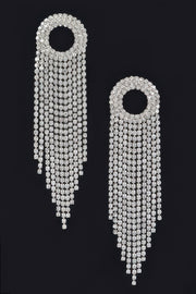 Rhinestone Fringe Drop Earrings - styled view - Red Desired