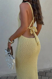 Sculpted Halter Cross-Back Maxi Dress - color variant - Red Desired
