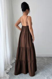 Suspender A-Line Maxi Dress - alternate angle - Red Desired
