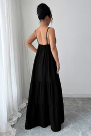 Suspender A-Line Maxi Dress - back view - Red Desired