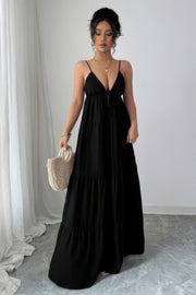 Suspender A-Line Maxi Dress - front view - Red Desired