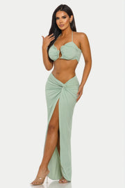 Twist-Front Two-Piece Set - side view - Red Desired